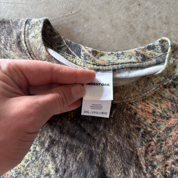 VINTAGE Y2K MOSSY OAK REALTREE CAMO LONG SLEEVE T-SHIRT BAGGY GREEN MENS XXL - Picture 4 of 5
